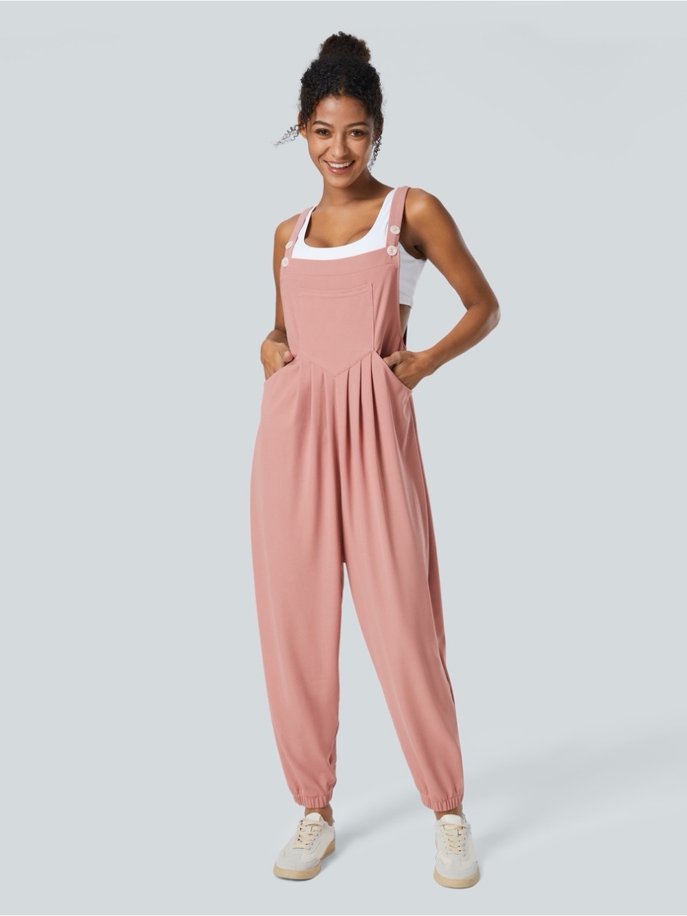 Halara Women’s Pockets Waffle Casual Jogger Overalls